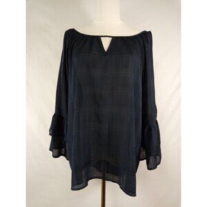 A. Byer Women's Navy Blue Sheer Blouse Size 2X